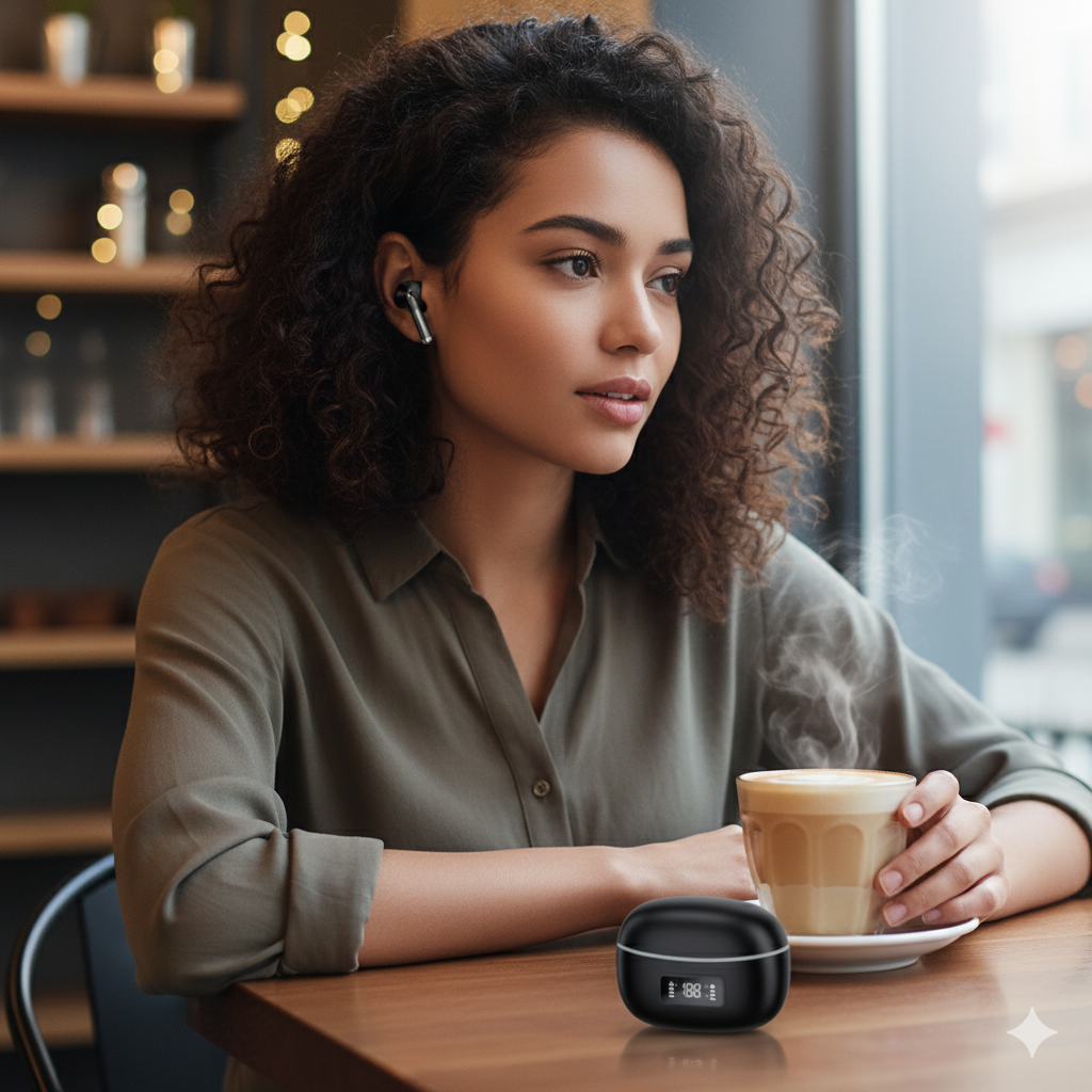 Fone de Ouvido Airpods com Tela LED Preto